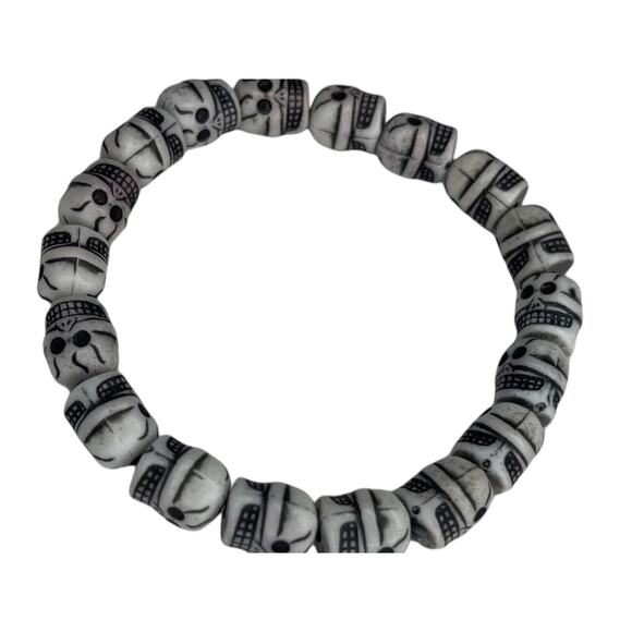 (𓁹 𓁹)Halloween Skull Stretch Bracelet Skeleton Steampunk Trick Or Treat(𓁹 𓁹) - Picture 1 of 10